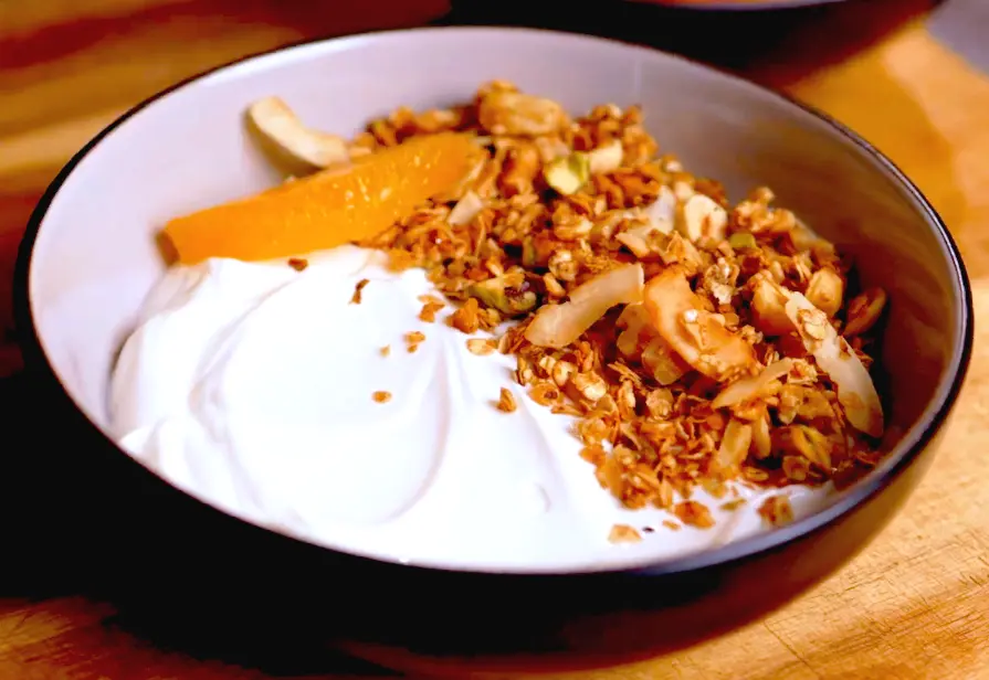 Warm_Hazelnut_Granola_with_Yogurt_Delicious_Breakfast_Recipe_Nutty_Crunchy_Textured_Satisfying_Morning_Meal_Aromatic_Hazelnuts_Wholesome_and_Indulgent_Creamy_Yogurt_Addition_Vegan_Option_Healthy_Start_to_the_Day_ayurveda_food_ayurvedic